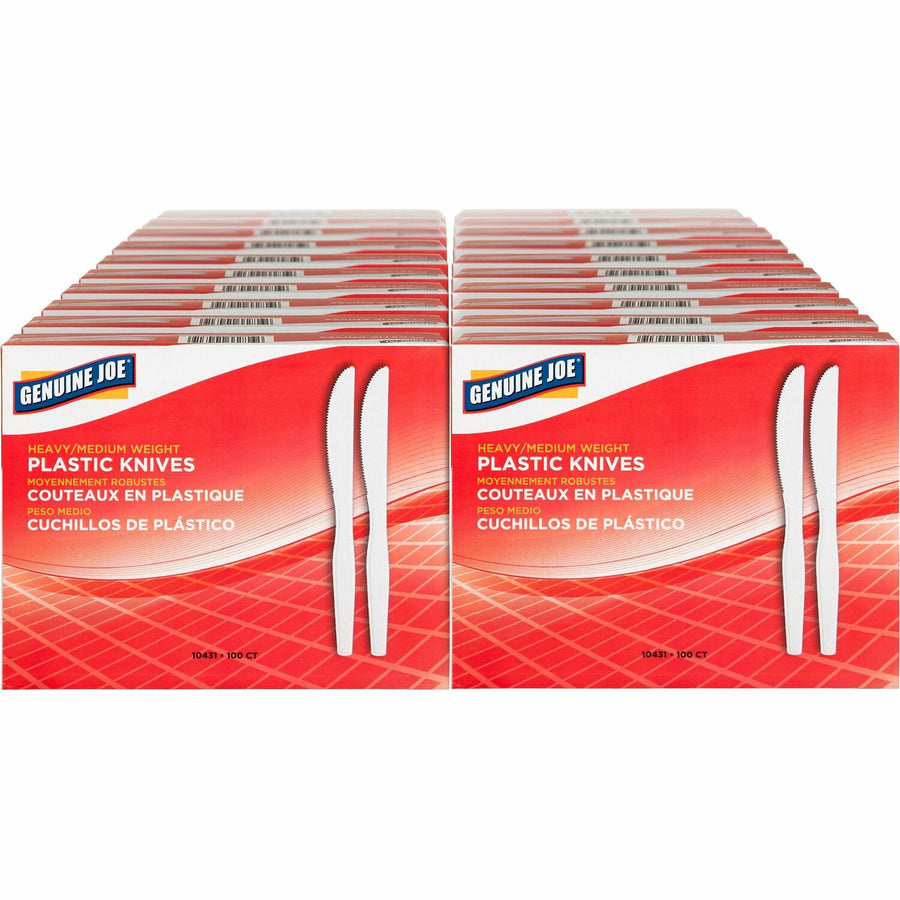 Genuine Joe Heavyweight Disposable Knives, White, Polystyrene, 40 / Carton, GJO10431CT