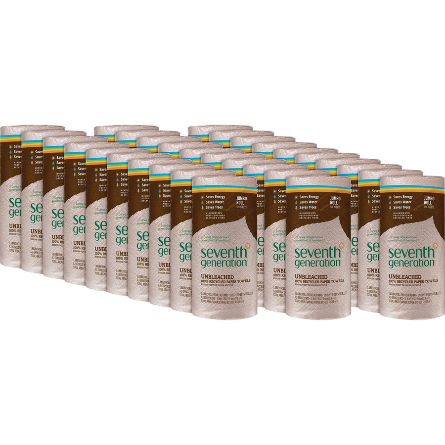 Seventh Generation 100% Recycled Paper Towels, Brown, Unbleached, 30 / Carton, SEV13720CT