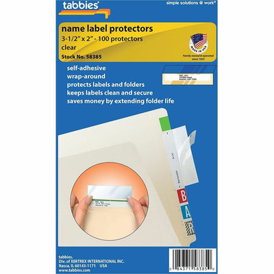 Tabbies Self-adhesive File Folder Label Protectors, Clear, 3 1/2" Width x 2" Length, 5 / Box, TAB58385BX