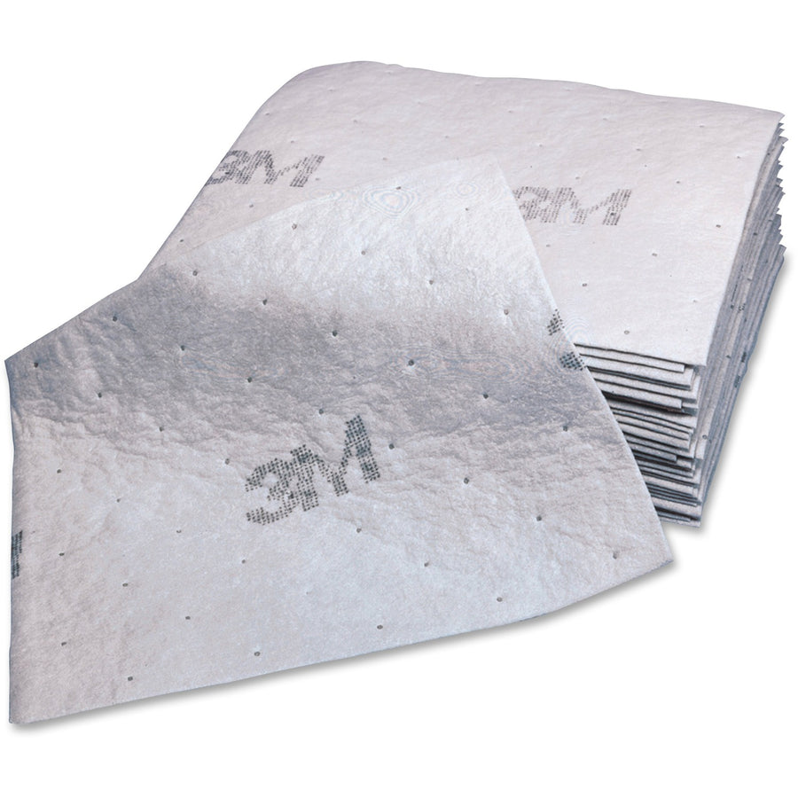 3M Maintenance Sorbent Pads, White, Scrim, 100 / Carton, MMMMPD1520DD