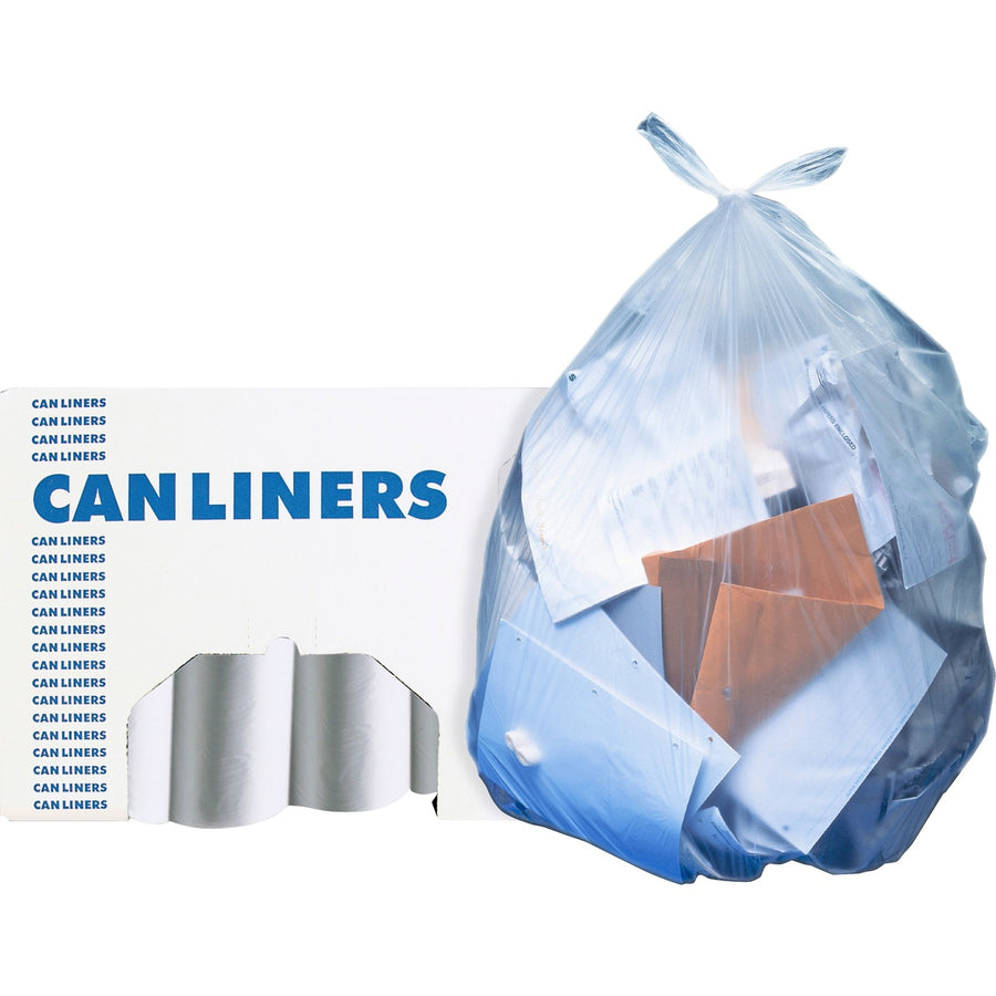 Heritage AccuFit .9mil Clear Can Liners, 55 gal, Puncture Resistant, 5 / Carton, HERH8053TCR01