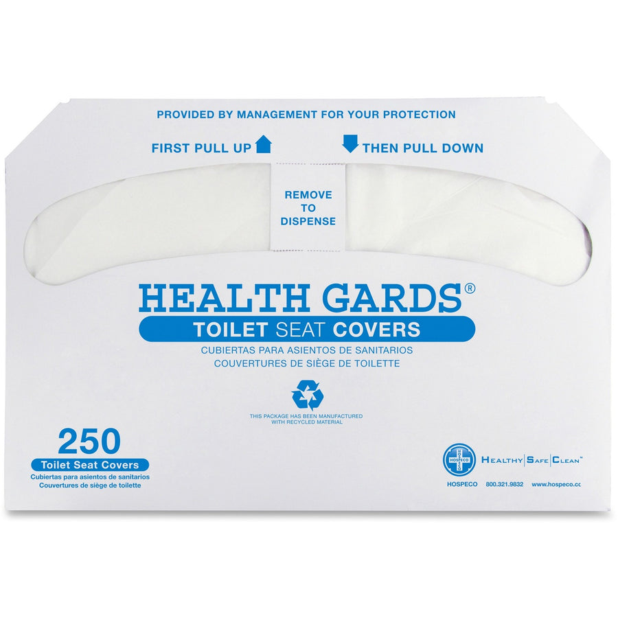 Health Gards Half-fold Toilet Seat Covers, White, Plastic, 20 / Carton, HOSHG5000