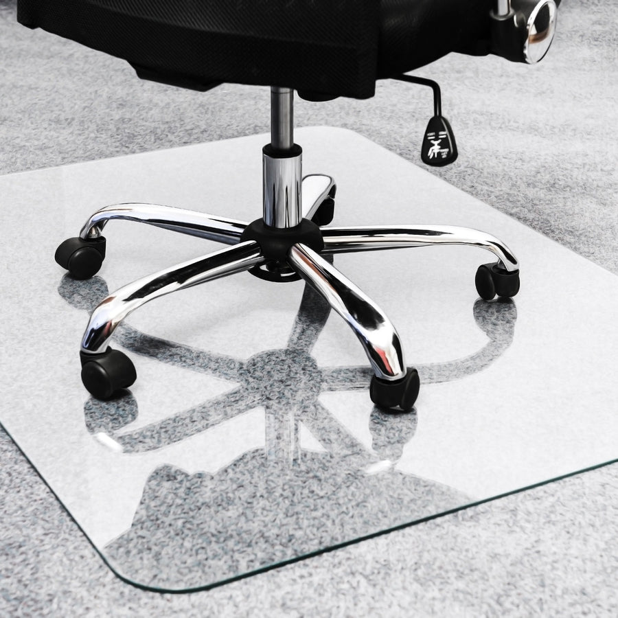 Floortex Heavy-Duty Glass Chair Mat for Hard Floors & Carpets - 40" x 53", Cleartex Glaciermat®, Crystal Clear, Tempered Glass, FLR124053EG
