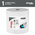 Kimberly-Clark Wypall PowerClean X70 Medium Duty Cloths Jumbo Roll, White, 1 Carton, KCC41600