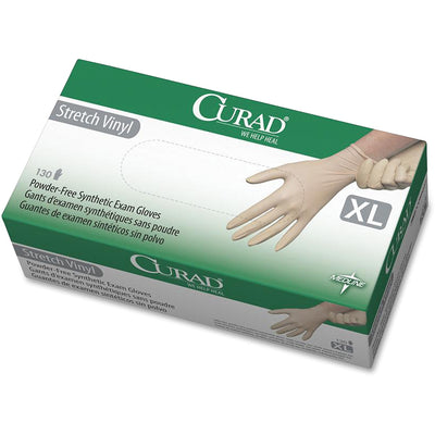 Medline Powder-free Stretch Vinyl Exam Gloves, Cream, 130 / Box, MII6CUR9227