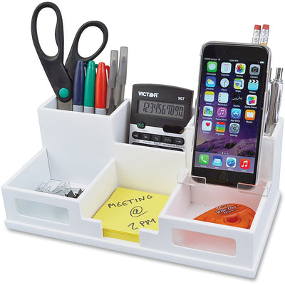 Victor Phone Holder Desk Organizer, White, VCTW9525