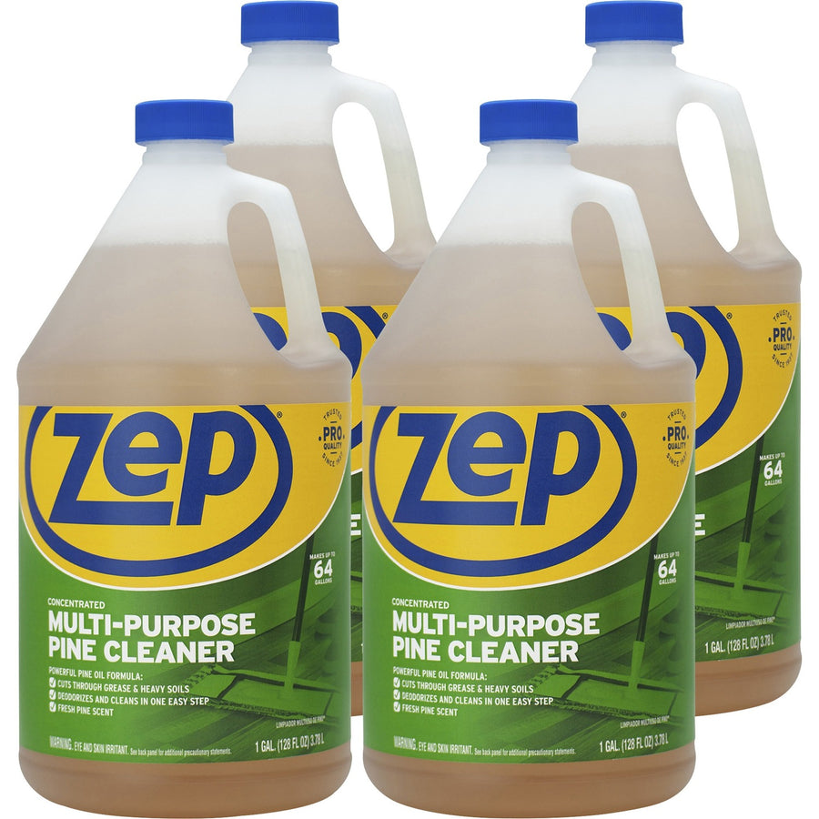 Zep Multipurpose Pine Cleaner, Brown, Deodorize, 4 / Carton, ZPEZUMPP128CT