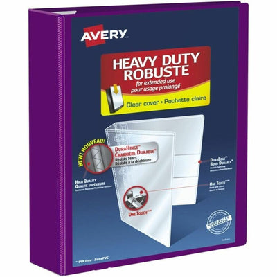 Avery Heavy-Duty View Binders with One Touch EZD Rings, Purple, 8 1/2" Width x 11" Length, AVE79810