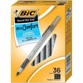 BIC Round Stic Grip Ballpoint Pen, 36 / Box, BICGSMG361BK
