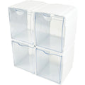 Deflecto Tilt Bin Interlocking Storage Organizer, White, 4 / Box, DEF421103