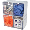 Deflecto Tilt Bin Interlocking Storage Organizer, White, 4 / Box, DEF421103