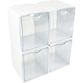 Deflecto Tilt Bin Interlocking Storage Organizer, White, 4 / Box, DEF421103