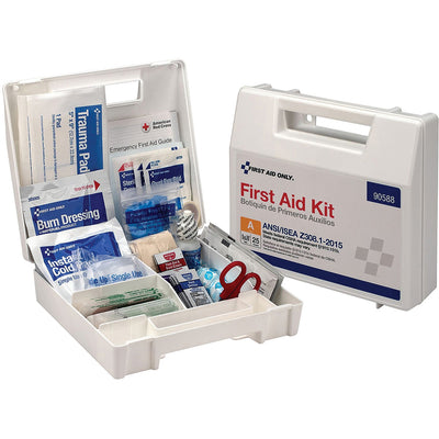 First Aid Only 25-Person Bulk Plastic First Aid Kit - ANSI Compliant, White, FAO90588
