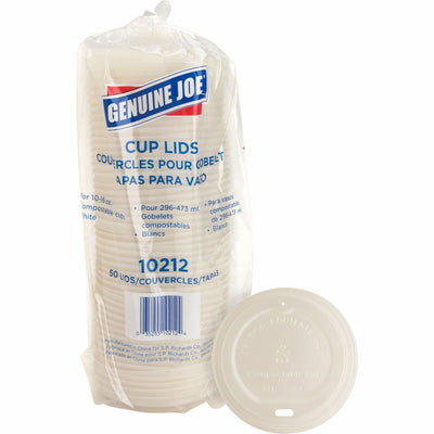 Genuine Joe Vented Hot Cup Lid, White, 50 / Pack, GJO10212