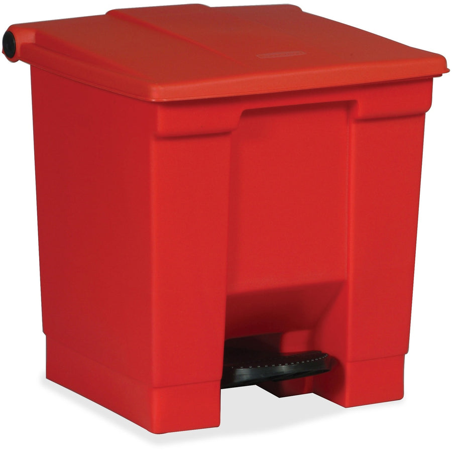 Rubbermaid Commercial Step-on Waste Container, 15.8" x 17.1", Red, Resin, 8 gal, RCP614300RED