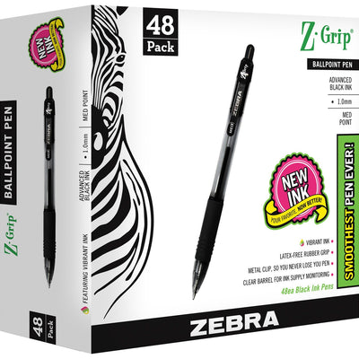 Zebra Z-Grip Retractable Ballpoint Pens, 48 / Pack, ZEB22148
