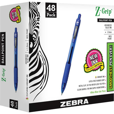 Zebra Z-Grip Retractable Ballpoint Pens, 48 / Pack, ZEB22248