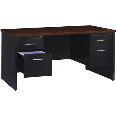 Lorell Fortress Modular Series Double-Pedestal Desk, Dual Color, LLR79141