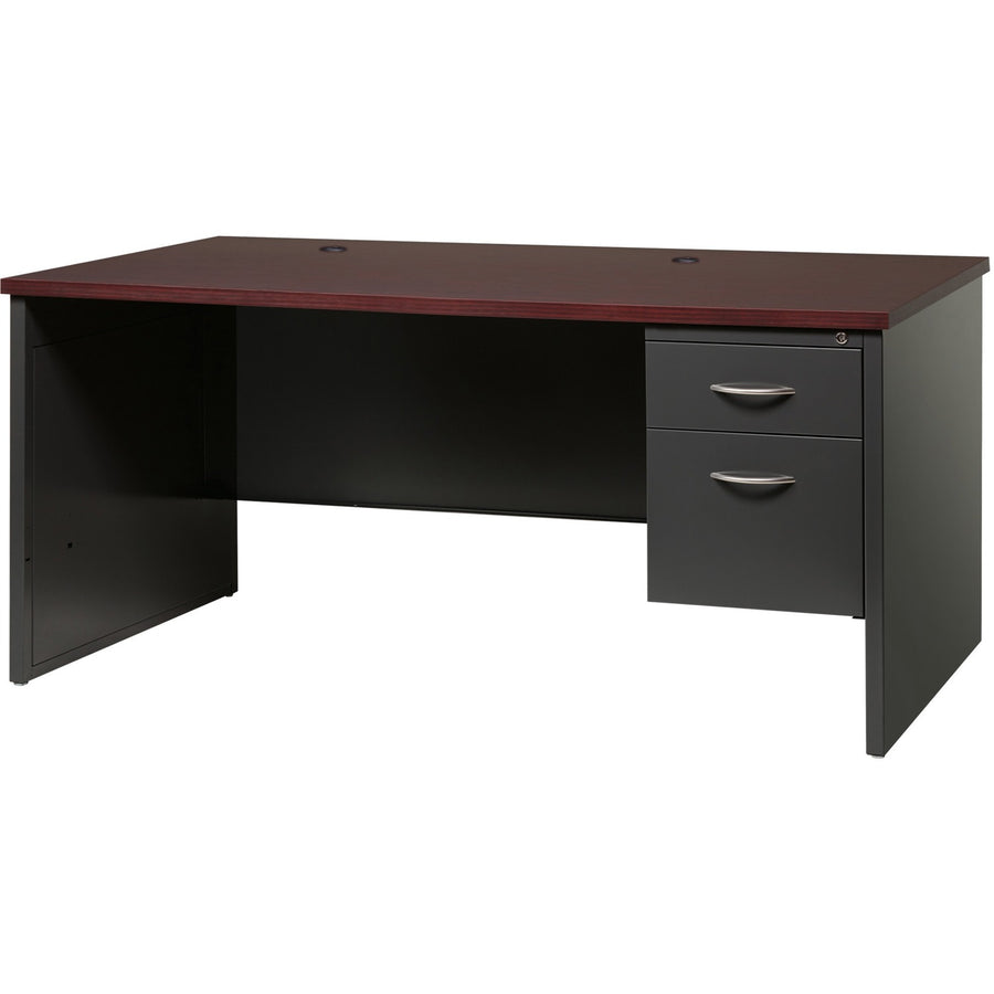 Lorell Fortress Modular Series Right-Pedestal Desk, 1.1" Thickness - Top, Steel, Lockable Drawer, LLR79145