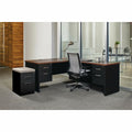 Lorell Modular 48"W x 30"D Right Pedestal Desk, Black/Walnut, Dual Color, LLR79147