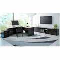 Lorell Modular 48"W x 30"D Right Pedestal Desk, Black/Walnut, Dual Color, LLR79147