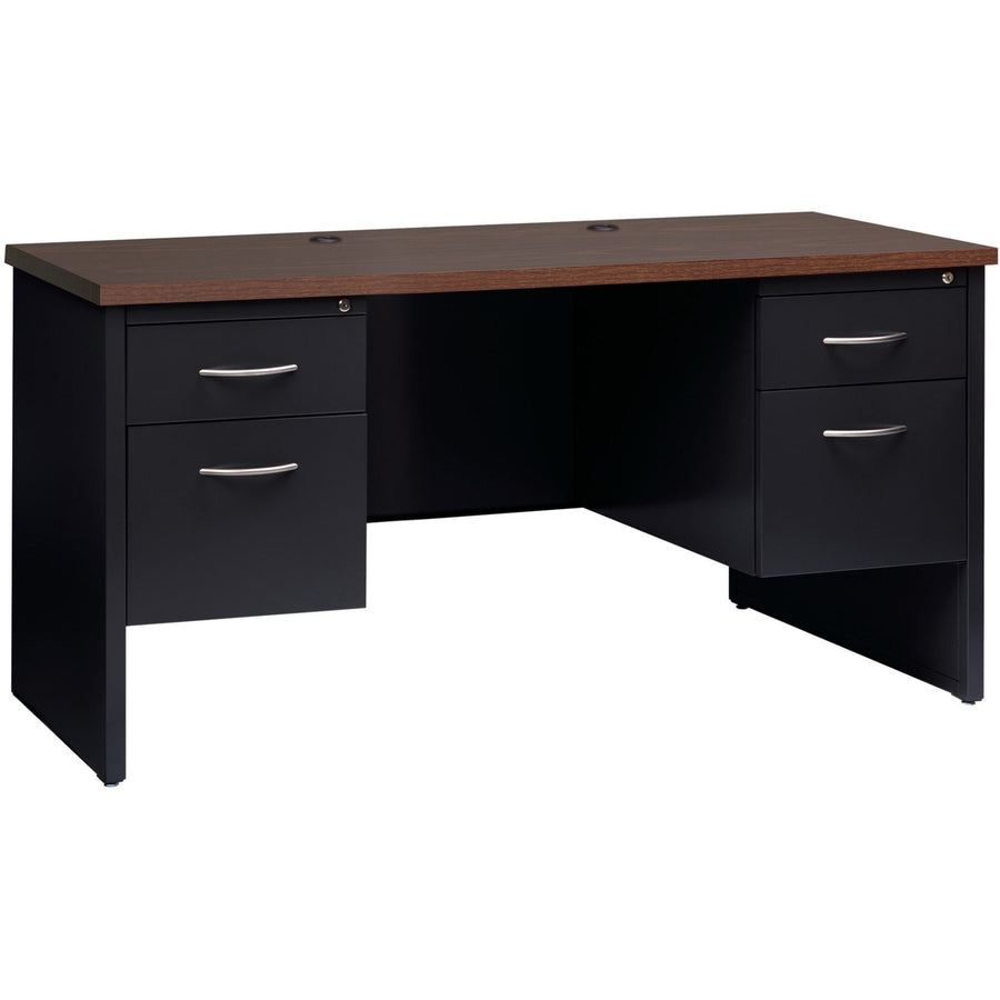 Lorell Fortress Modular Series Double-pedestal Credenza, 1.1" Thickness - Top, Steel, Adjustable Glide, LLR79159