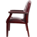 Norstar Office Boss Traditional Oxblood Vinyl Guest Chair with Mahogany Finish, BOPB959BY