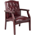 Norstar Office Boss Traditional Oxblood Vinyl Guest Chair with Mahogany Finish, BOPB959BY