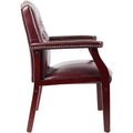 Norstar Office Boss Traditional Oxblood Vinyl Guest Chair with Mahogany Finish, BOPB959BY