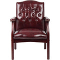 Norstar Office Boss Traditional Oxblood Vinyl Guest Chair with Mahogany Finish, BOPB959BY