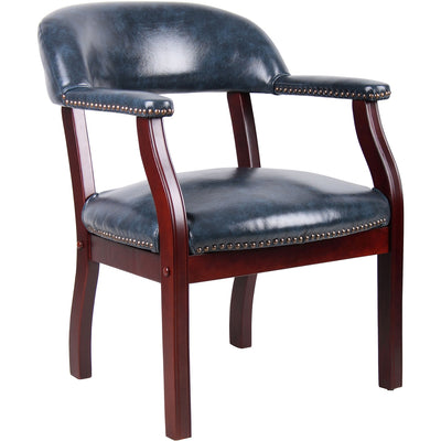 Norstar Office Boss Captain's Chair In Blue Vinyl, /CT — view 1