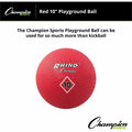 Champion Sports Playground Ball, Red, CSIPG10RD