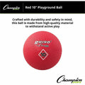 Champion Sports Playground Ball, Red, CSIPG10RD