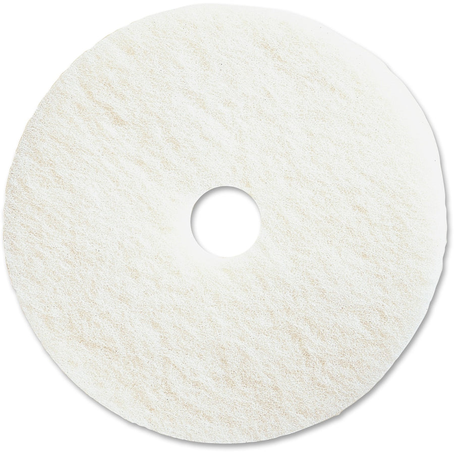 Genuine Joe Polishing Floor Pad, White, Fiber, Rotate, 5 / Carton, GJO90513