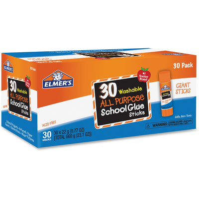Elmer's All-purpose School Glue Sticks Bulk Pack, White, 30 / Box, EPIE599