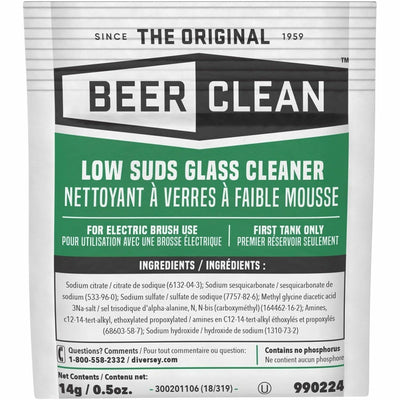 Diversey Beer Clean Low Suds Glass Cleaner, White, 100 / Carton, DVO990224