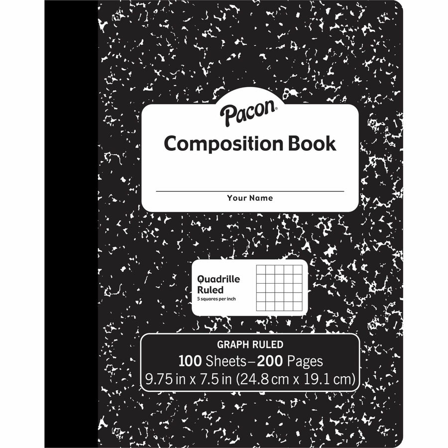 Pacon Composition Book, 7.5" x 9.75", 100, Hard Cover, 6 / Pack, PACMMK37103