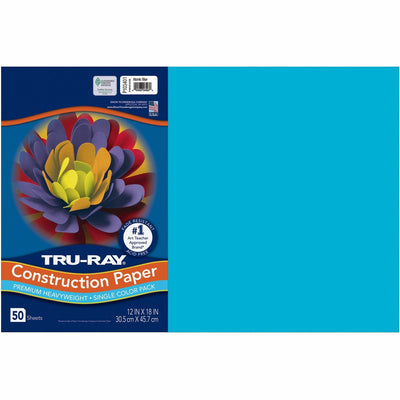 Dixon Ticonderoga Tru-Ray Construction Paper, Atomic Blue, 1 Pack, PAC103401