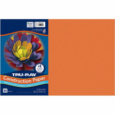 Dixon Ticonderoga Tru-Ray Construction Paper, Electric Orange, 1 Pack, PAC103405