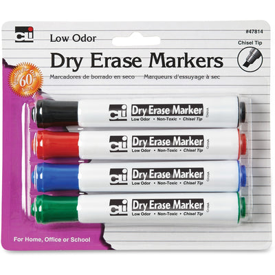 Charles Leonard Chisel Tip Dry Erase Markers, 4 / Pack, LEO47814