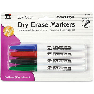 Charles Leonard Low Odor Dry Erase Markers, 4 / Pack, LEO47804