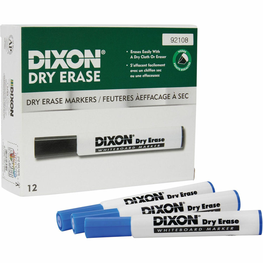 Dixon Dry Erase Markers, Blue, Non-toxic, 1 Dozen, DIX92108