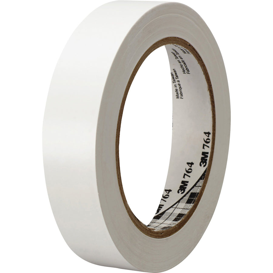 3M General-Purpose Vinyl Tape 764, White, Rubber, 1", 36 yd, Residue-free, 1 Roll, MMM764136WHT