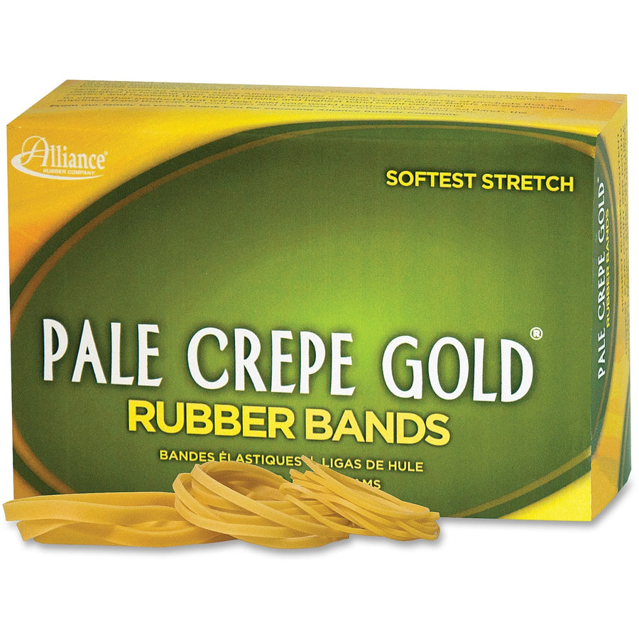 Alliance Rubber Pale Crepe Gold Rubber Bands, #54, Golden Crepe, Reusable, 1 / Box, ALL20545