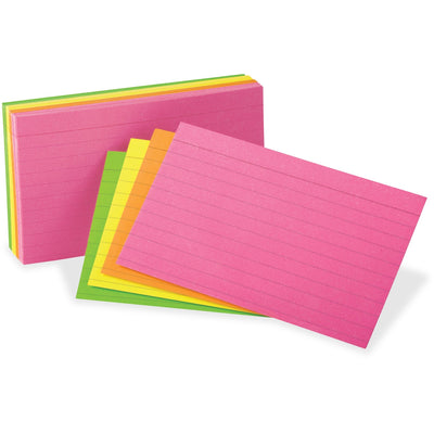 TOPS Oxford Neon Glow Ruled Index Cards, 3" x 5", 1 Pack, OXF81300