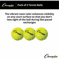 Champion Sports Tennis Ball Pack, Yellow, 1 Pack, CSITB3