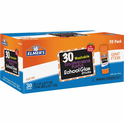 Elmer's Disappearing Purple School Glue Sticks, 30 / Box, EPIE605