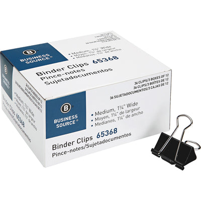 Business Source Binder Clips, Black, 36 / Pack, BSN65368