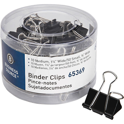 Business Source Small/Medium Binder Clips Set, Black, 1 Pack, BSN65369