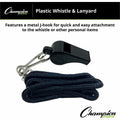 Champion Sports Plastic Whistle/Bulk Lanyard Pack, Silver, 1 Dozen, CSIBP601